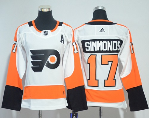 Adidas Philadelphia Flyers #17 Wayne Simmonds White Road Authentic Women Stitched NHL Jersey